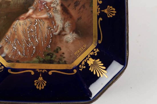 Coffret En Porcelaine Et Monture En Laiton, époque Napoléon III, Signé Marcy Limoges.