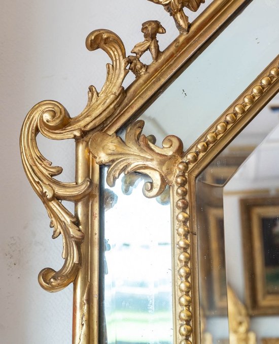 Gilded Wood Mirror Louis XV Style End of XIXth Century