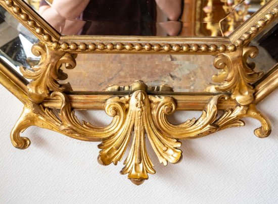 Gilded Wood Mirror Louis XV Style End of XIXth Century