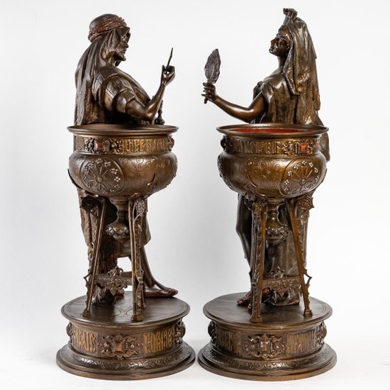 Pair Of Orientalist Sculptures Signed Louis Hottot