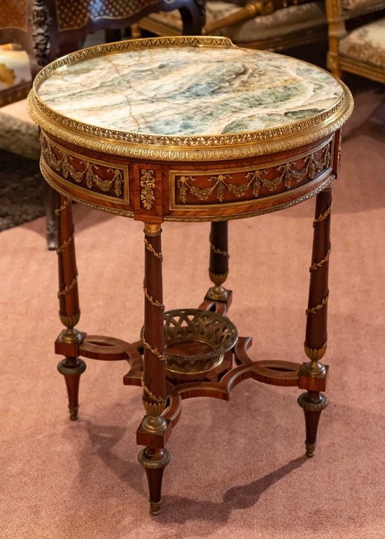 Round Pedestal Table In The Weisweiler Style 19th Century