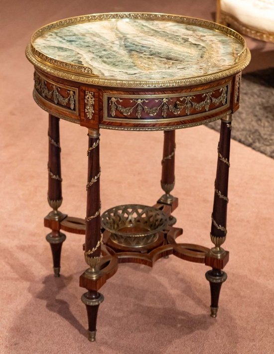 Round Pedestal Table In The Weisweiler Style 19th Century