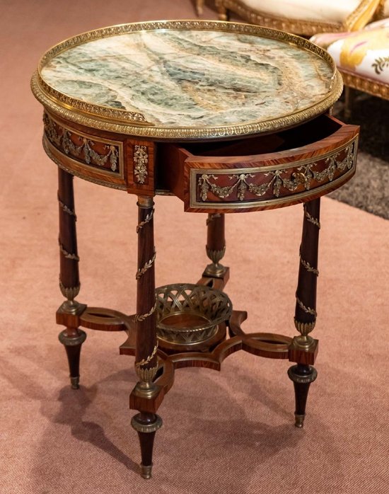 Round Pedestal Table In The Weisweiler Style 19th Century