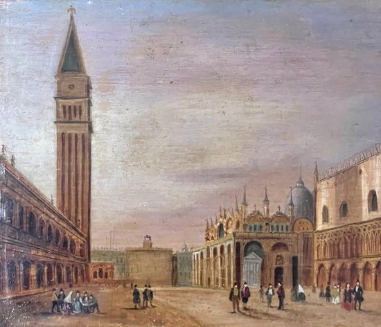 St Mark's square in Venice. Italian school of the XIXth century.