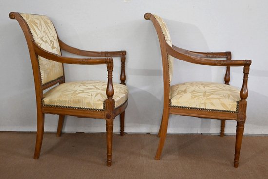 Paar Fauteuils aus Mahagoni, Stil Louis XVI / Directoire - Anfang 19.