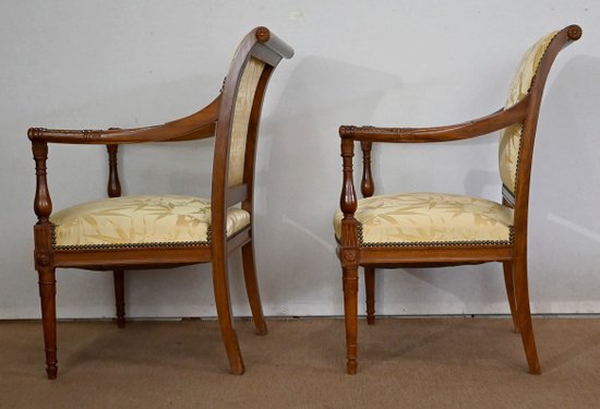 Paar Fauteuils aus Mahagoni, Stil Louis XVI / Directoire - Anfang 19.