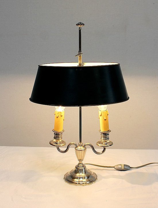 Lampe Bouillotte en Métal argenté, style Empire - Début XXe