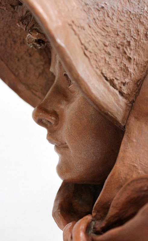 Grande busto di donna in terracotta, firmato A. Blanc - 1900