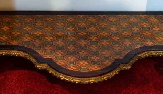 Coppia di console in legno esotico intarsiato Napoleone III