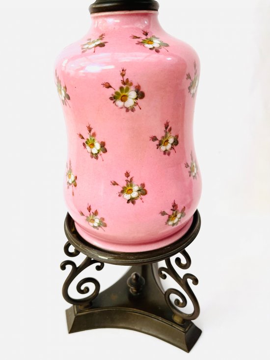 Pair of pink oil lamps Napoleon 3