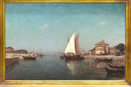 Dipinto ad olio marino di Charles Malfroy