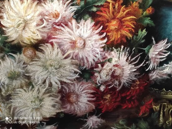 Oil on canvas painting of the CHRYSANTHEMES end of XIXth century