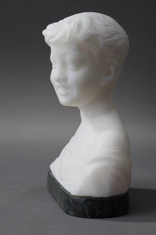 Small Bust Representing A Young Boy In Alabaster