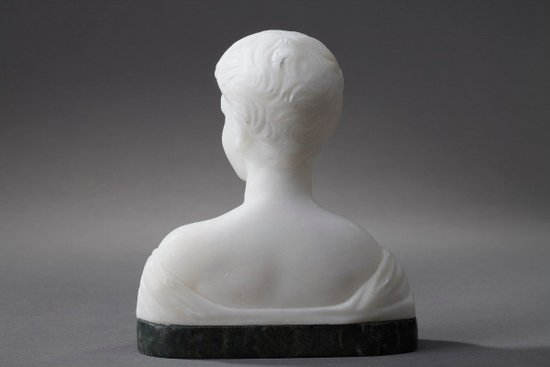 Small Bust Representing A Young Boy In Alabaster