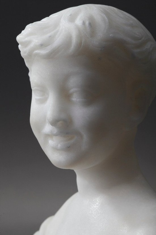 Small Bust Representing A Young Boy In Alabaster