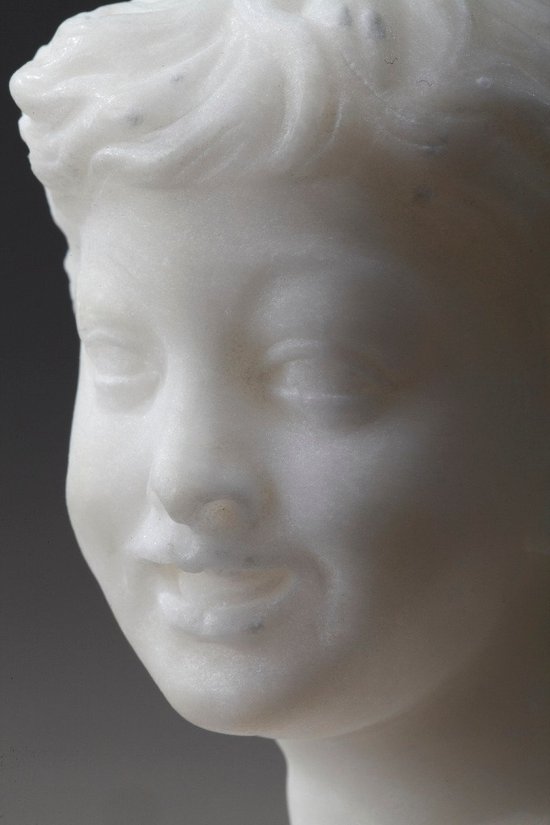 Small Bust Representing A Young Boy In Alabaster