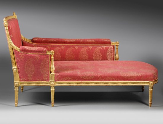 Louis XVI Style Gilded Wood Lounge Chair Napoleon III Period