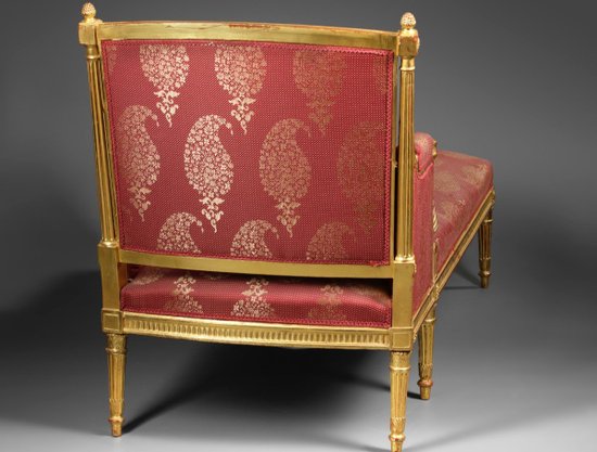 Louis XVI Style Gilded Wood Lounge Chair Napoleon III Period