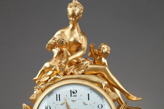 Gilt Bronze And White Marble Louis XVI Style Clock