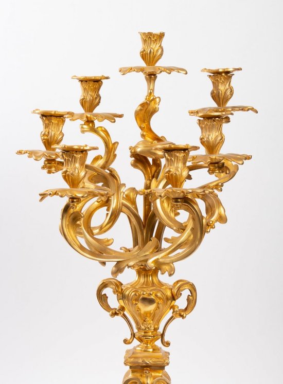 Pair Of Candelabras In Gilt Bronze Louis XV style, Napoleon III period.