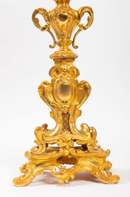 Pair Of Candelabras In Gilt Bronze Louis XV style, Napoleon III period.