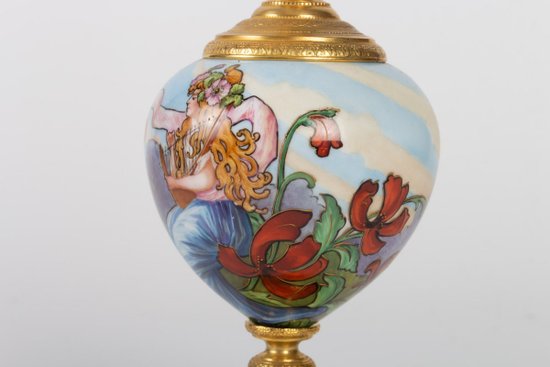 Art Nouveau Soliflore Vase, with Women And Flowers, 1900's