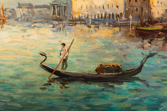 Vue De Venise, Oil On Canvas, Signed By Robert Mogisse, XX ème