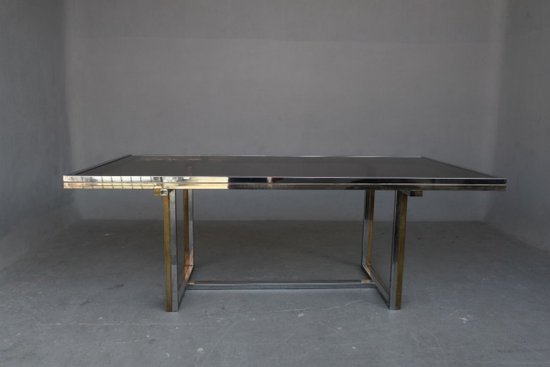 Table Vintage 1970 Métal Chromé Et Verre 