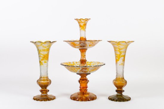 Pair Of Bohemian Crystal Vases 19th Century