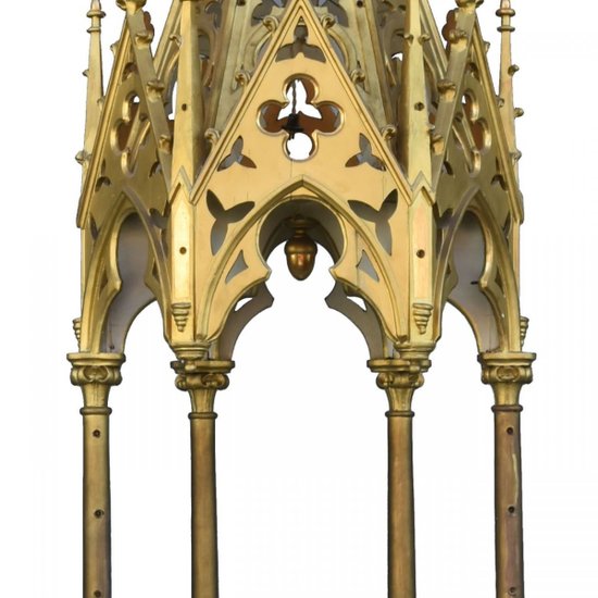 Baldacchino per chiesa in legno e stucco dorato in stile gotico