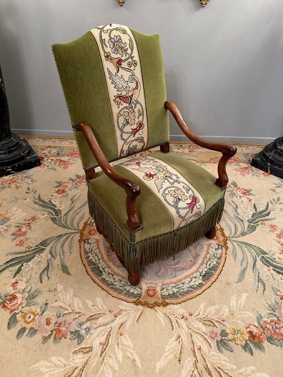 Fauteuil En Noyer d'Epoque Louis XIII XVIIeme Siecle