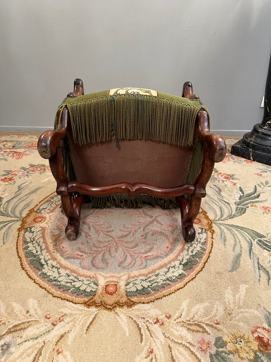 Fauteuil En Noyer d'Epoque Louis XIII XVIIeme Siecle