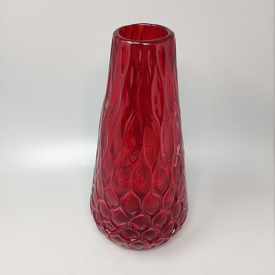 1960 Beautiful Red Vase in Murano Glass by Ca dei Vetrai. Made in Italy