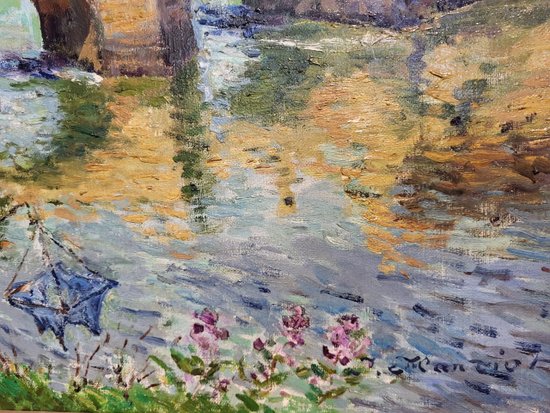 Painting HST - The Bridge of Saint Goustan in Auray (Brittany) signed