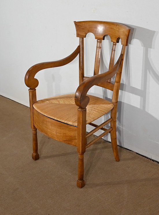 Solid cherry wood armchair, Empire period - Early 19th century