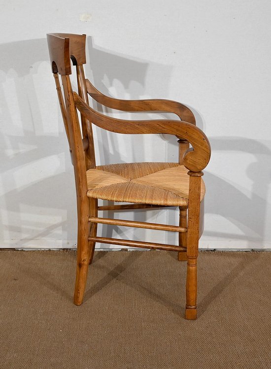 Solid cherry wood armchair, Empire period - Early 19th century