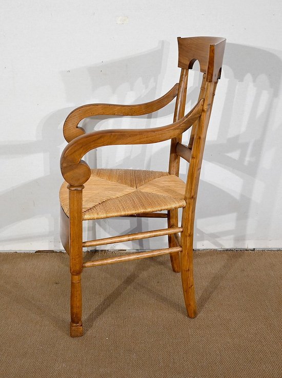 Solid cherry wood armchair, Empire period - Early 19th century