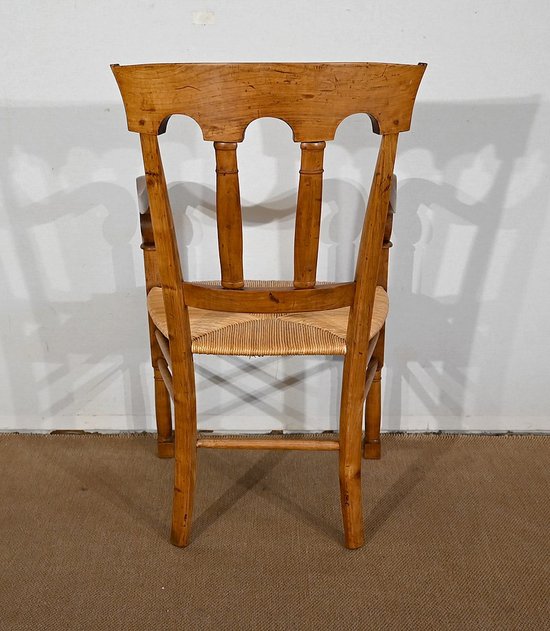 Solid cherry wood armchair, Empire period - Early 19th century