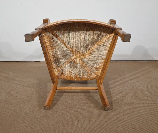 Solid cherry wood armchair, Empire period - Early 19th century