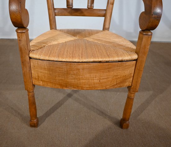 Solid cherry wood armchair, Empire period - Early 19th century