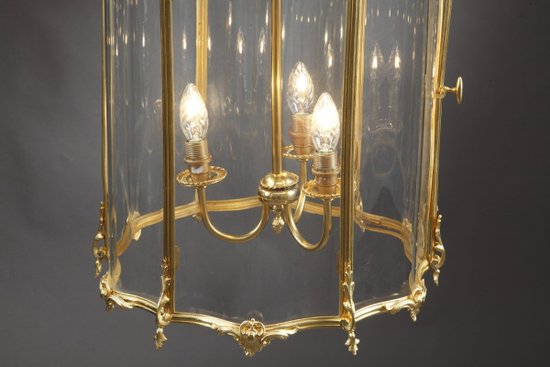 Large Louis XV Style Lantern In Gilt Bronze