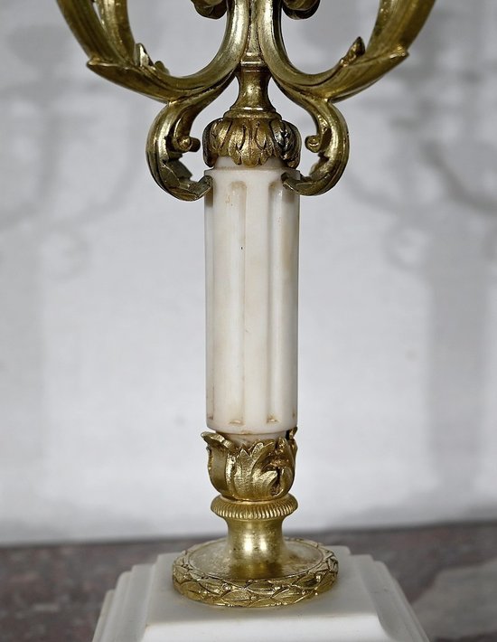 Pair of Gilded Bronze Candlesticks, Louis XVI style - 2nd half XIXth century