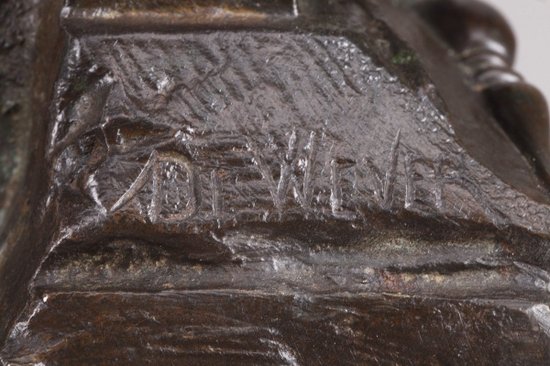 Large bronze "The Hindu Birdman" by Auguste de Wever