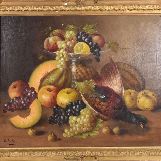 Oil On Canvas Still Life With Apples And Lemons Signed Palke 19th century