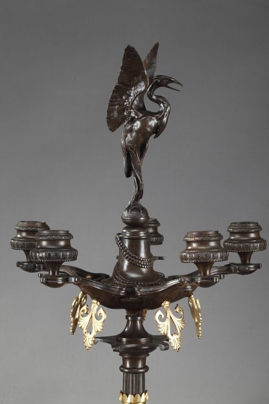 Grande coppia di candelieri in bronzo da restauro