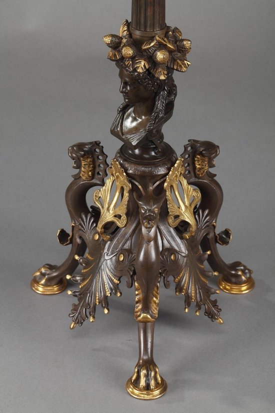 Grande coppia di candelieri in bronzo da restauro