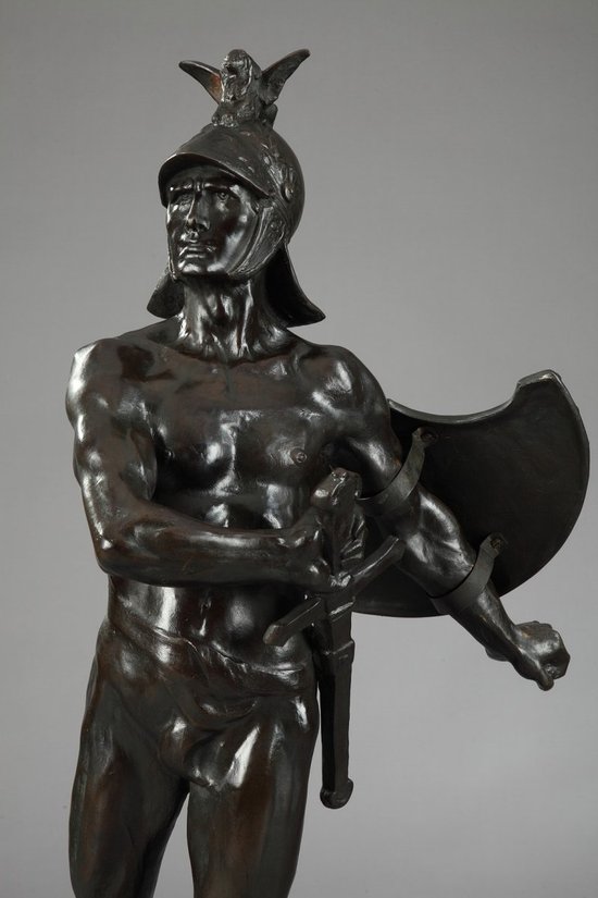 Sculpture en bronze "Le guerrier" d'Auguste de Wever