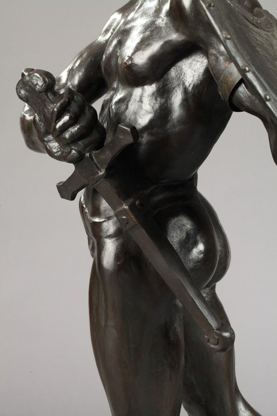 Sculpture en bronze "Le guerrier" d'Auguste de Wever