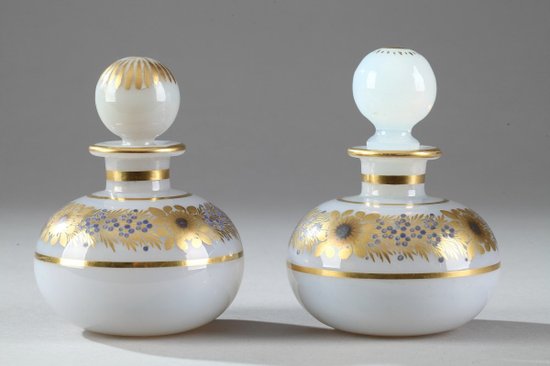 Opal Crystal Perfume Bottle with Desvignes Decoration