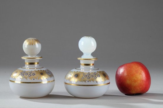 Opal Crystal Perfume Bottle with Desvignes Decoration